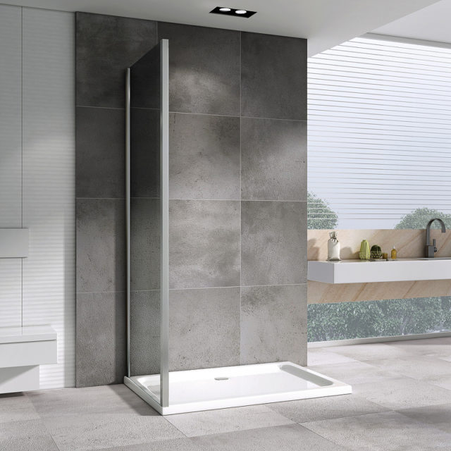 Душевая стенка Abber Schwarzer Diamant 80x195 S80 профиль Хром стекло прозрачное — изображение 3
