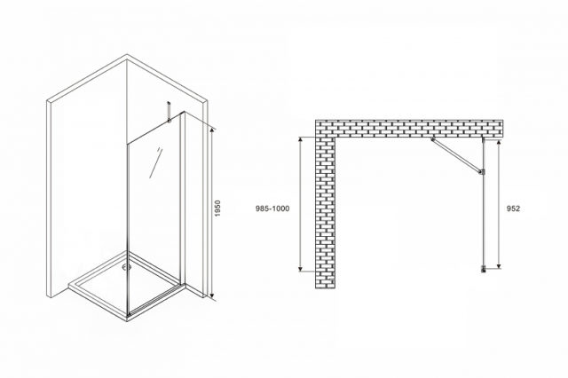 Душевая стенка Abber Zart 100x195 S101 профиль Хром стекло прозрачное — изображение 4