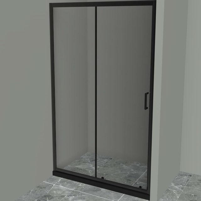 Душевая дверь BelBagno Uno 140 UNO-195-BF-1-140-C-NERO профиль Черный матовый стекло прозрачное