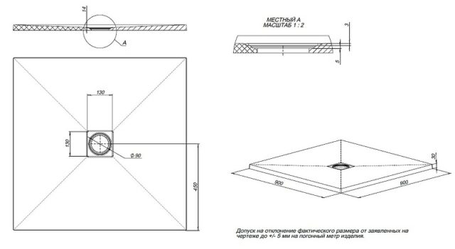 Душевой поддон из искусственного камня Allen Brau Priority 90x90 8.31002-AM Антрацит — изображение 4