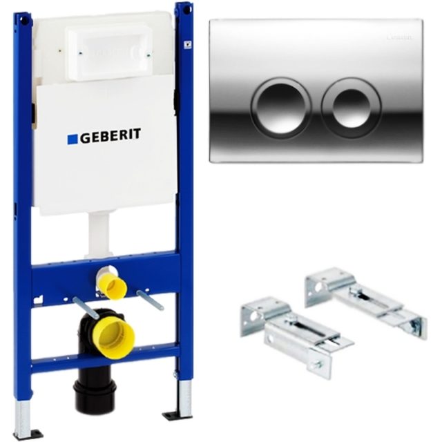 Комплект унитаза Berges Gamma 081105 с инсталляцией Geberit Duofix Delta UP100 458.124.21.1 с сиденьем Микролифт и клавишей смыва Хром — изображение 4