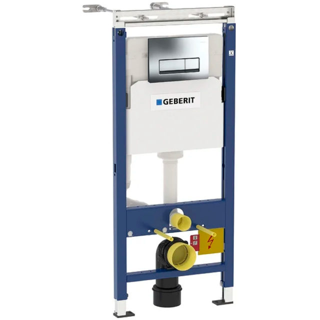 Комплект унитаза Berges Gamma 081105 с инсталляцией Geberit Duofix Plattenbau Delta UP100 458.125.21.1 с сиденьем Микролифт и клавишей смыва Хром — изображение 3