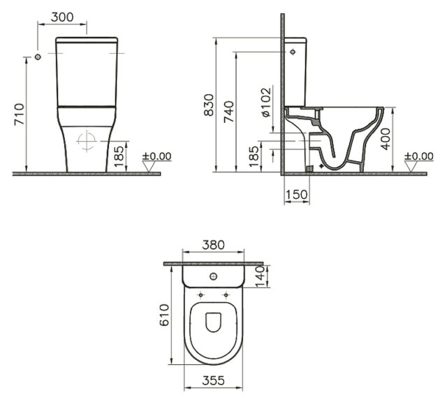 Унитаз компакт Vitra Zentrum Rim-Ex 9824B003-7207 с бачком и сиденьем Микролифт — изображение 8