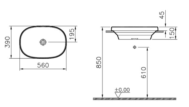 Раковина Vitra Frame 56 5652B403-0016 Белая — изображение 6