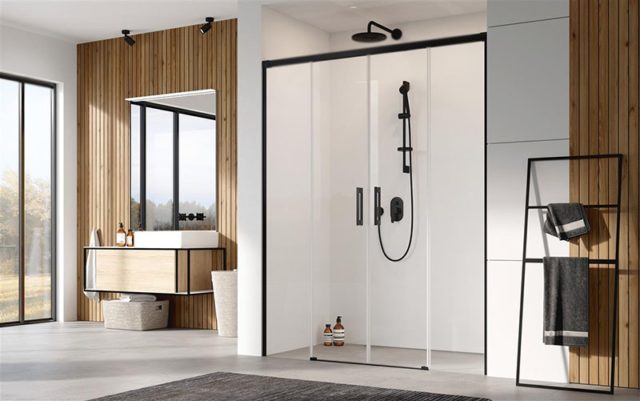 Душевая дверь в нишу Radaway Idea Black DWD 160 профиль Черный стекло прозрачное — изображение 2