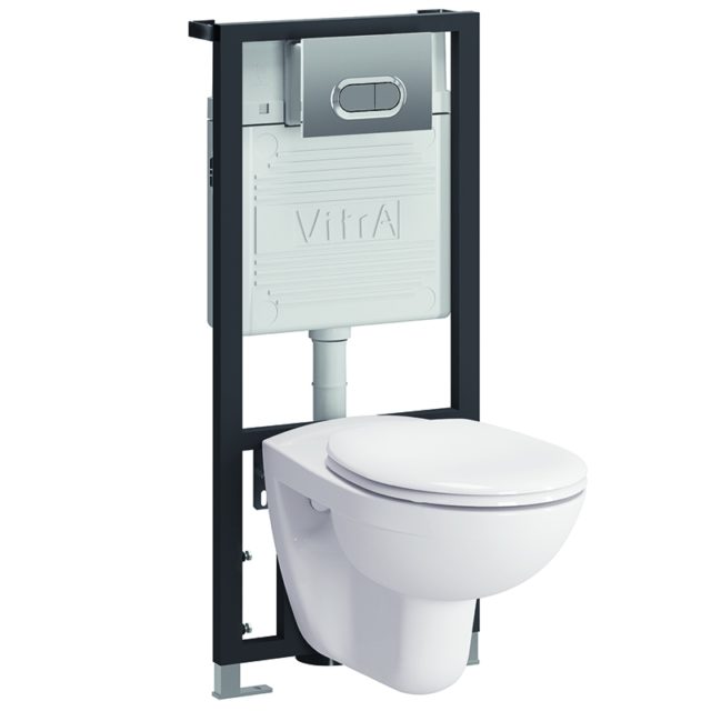 Комплект унитаза с инсталляцией Vitra Normus 9773B003-7202 с сиденьем и кнопкой смыва Хром