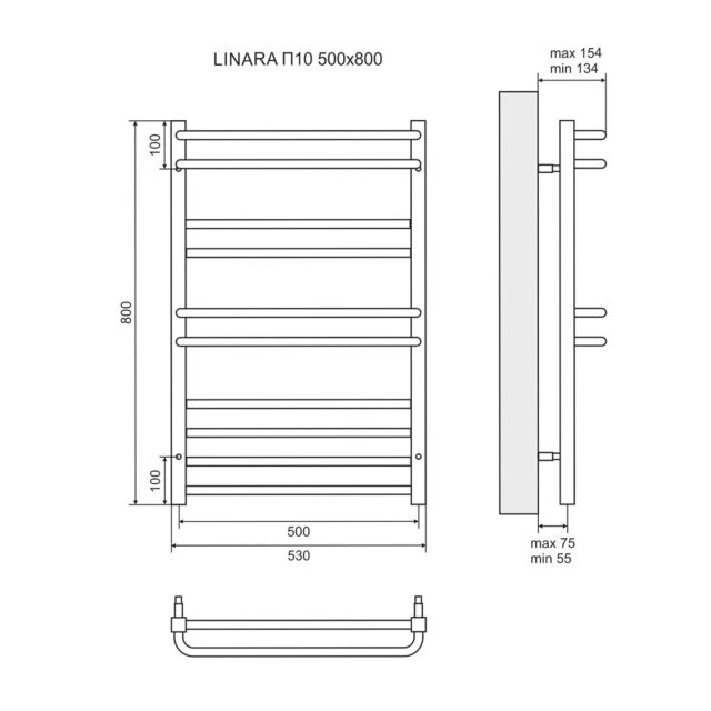 Полотенцесушитель электрический Lemark Linara LM04810E П10 500x800, левый/правый — изображение 3