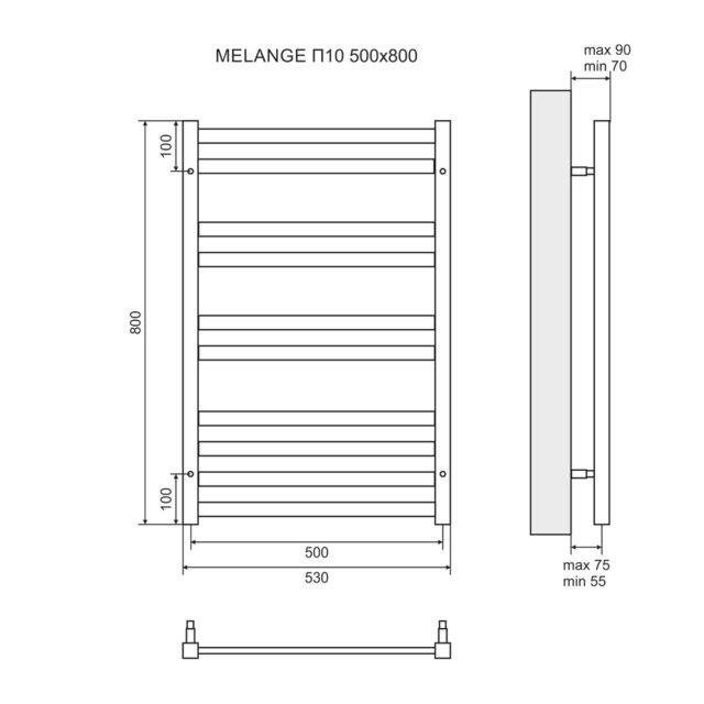 Полотенцесушитель водяной Lemark Melange LM49810W П10 500x800, белый — изображение 3