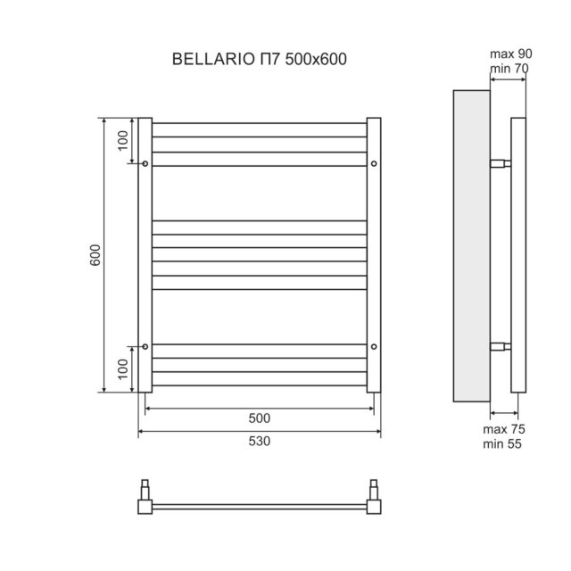 Полотенцесушитель водяной Lemark Bellario LM68607 П7 500x600 — изображение 3
