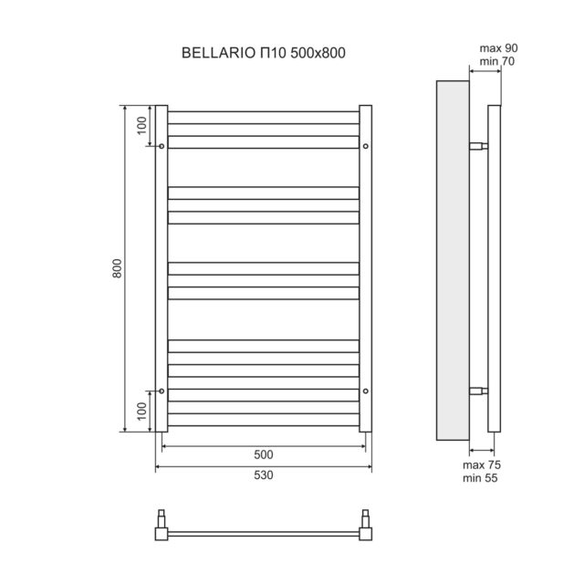 Полотенцесушитель водяной Lemark Bellario LM68810 П10 500x800 — изображение 3