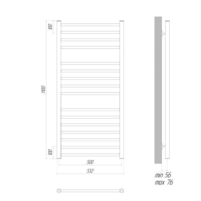 Полотенцесушитель водяной Lemark Ursus LM72116BL П16 500x1100, черный — изображение 3