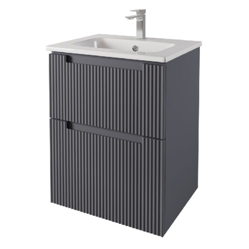 Тумба под раковину подвесная Dreja Euphoria 60 см, серый базальт