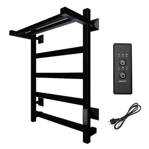 Полотенцесушитель электрический с полочкой (лесенка) Тругор Пэк сп 20 кв П 60х50 см, черный