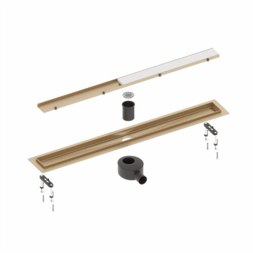 Душевой лоток (двухсторонняя решетка) TIMO Drain System DS230208/17, матовое золото