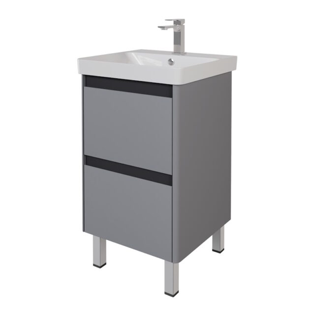 Тумба с раковиной подвесная/напольная Dreja Luxury Plus 50 см, серый базальт