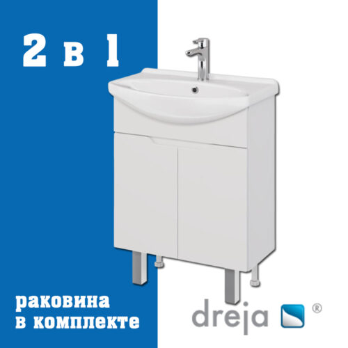 Тумба с раковиной подвесная/напольная Dreja David D 65 см, белый