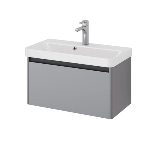 Тумба под раковину подвесная Dreja Luxury 70 см, серый базальт