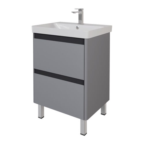 Тумба с раковиной подвесная/напольная Dreja Luxury Plus 60 см, серый базальт