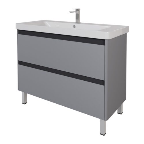 Тумба с раковиной подвесная/напольная Dreja Luxury Plus 105 см, серый базальт