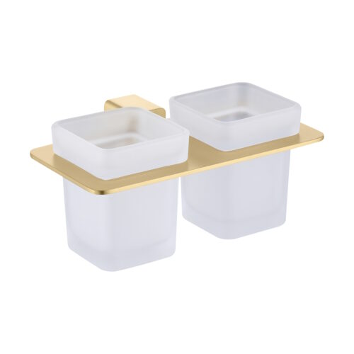 Стакан для ванной комнаты двойной Raglo R301.08.03, золотой сатин