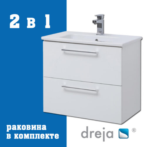 Тумба с раковиной подвесная Dreja Gio 80 см, белый