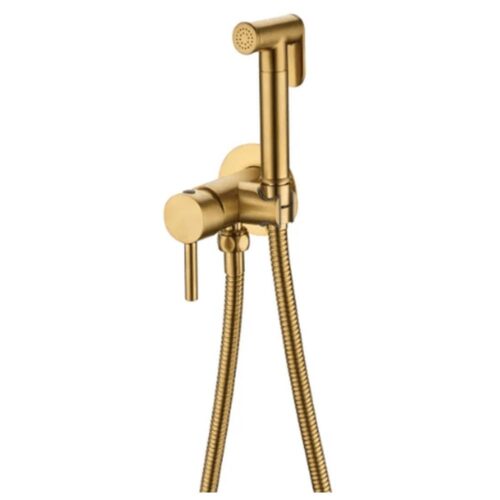 Гигиенический душ со смесителем встраиваемый Grocenberg GB001GL, брашированное золото
