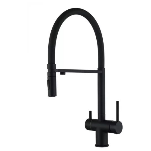 Смеситель для кухни с гибким изливом и подключением фильтра Grocenberg GB4096BL, черный