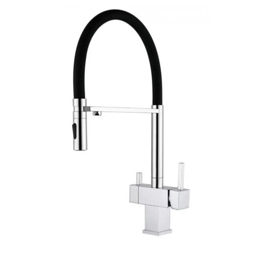 Смеситель для кухни с гибким изливом и подключением фильтра Grocenberg GB4098CR, хром