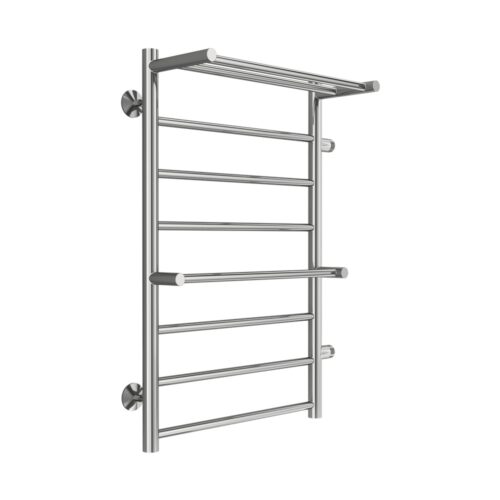 Полотенцесушитель водяной с полкой (правое подключение) Terminus Аврора П8 50х80, хром