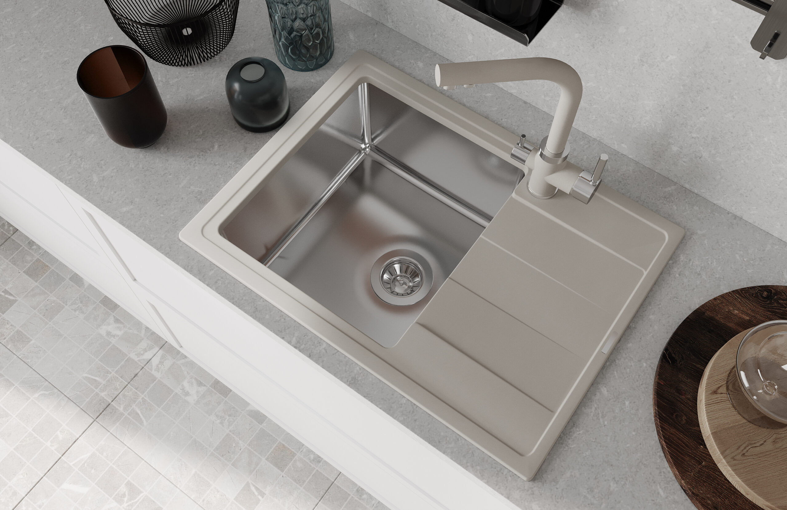 Кухонная мойка Florentina КОМБИ 21.390.B0650.305, грей — изображение 4