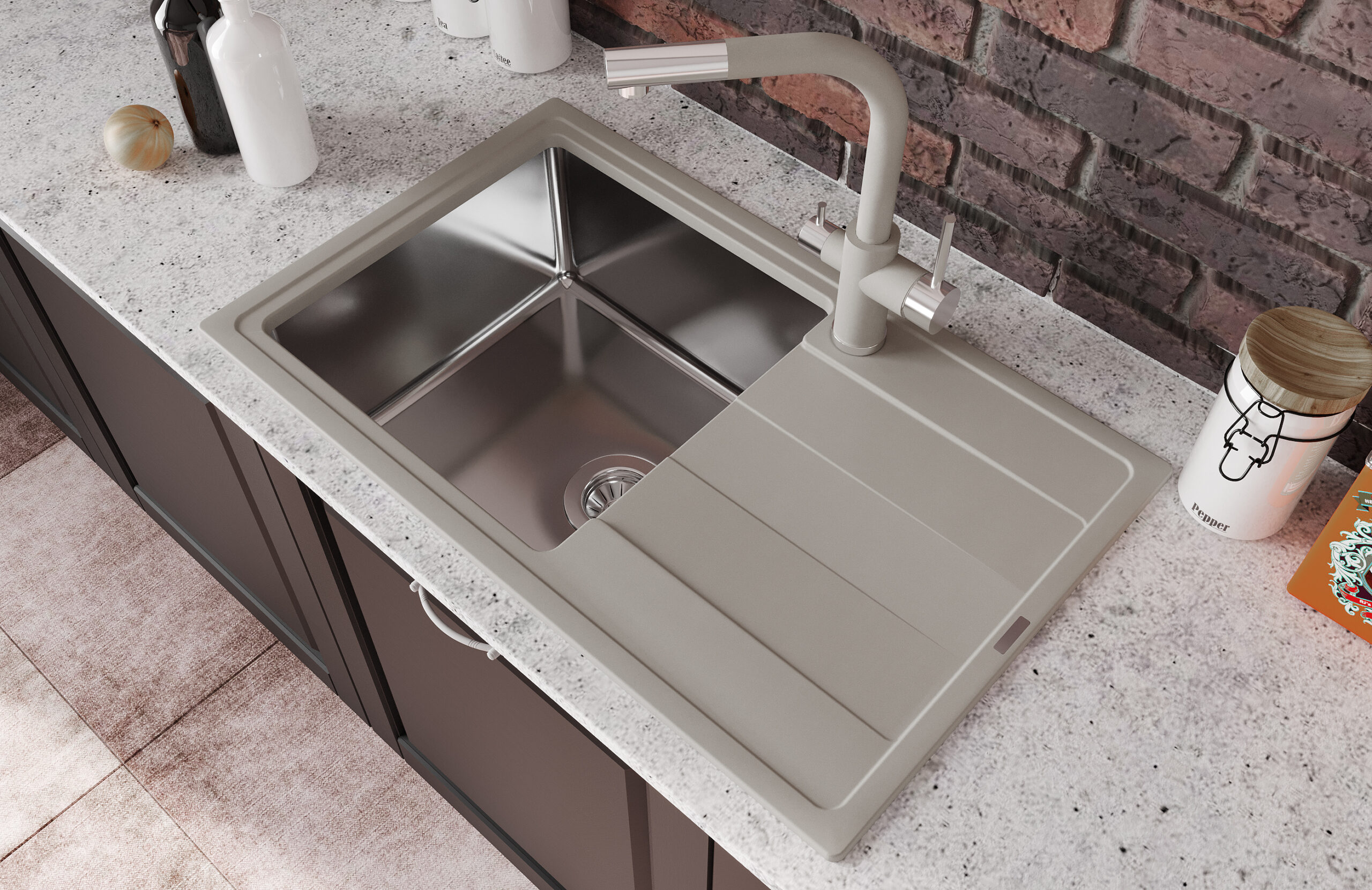 Кухонная мойка Florentina КОМБИ 21.395.D0780.305, грей — изображение 4