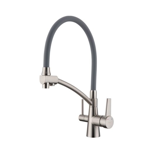 Смеситель Raglo R80.621.05 для кухни с подключением к фильтру съёмный гибкий излив, сатин