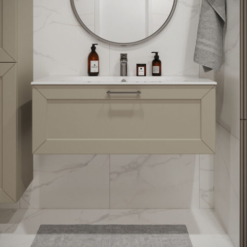 Тумба с раковиной подвесная (100см) Terminus Victoria VIC101001900101O, айвори