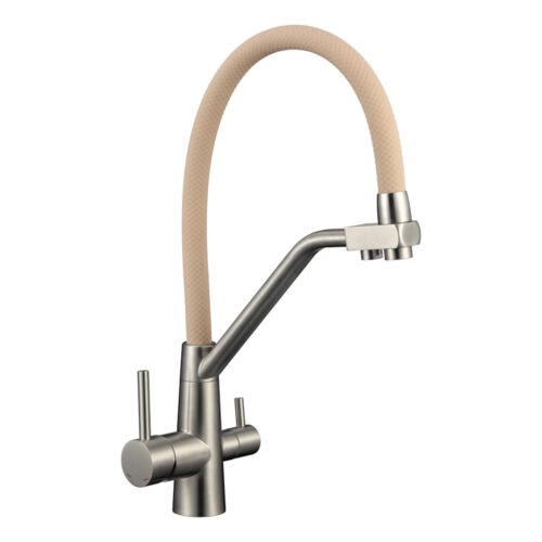 Смеситель для кухни с подключением фильтра воды Fmark FS0662-XL12, сатин/бежевый