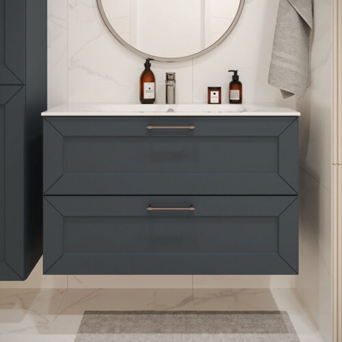 Тумба с раковиной подвесная (100см) Terminus Victoria VIC101002703101O, серый шёлк