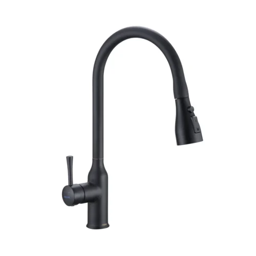 Смеситель для кухни с выдвижным изливом Shevanik S163H, черный