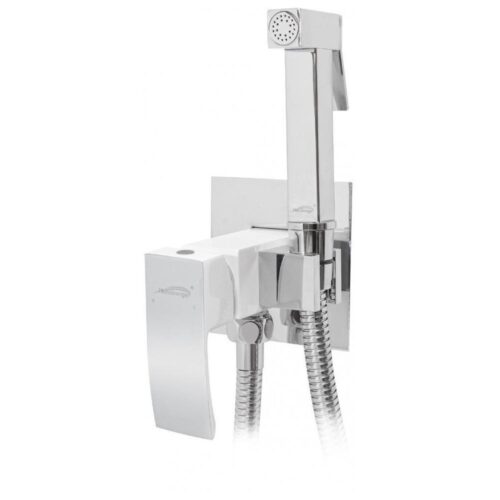 Гигиенический душ со смесителем встраиваемый Hansberge H3077W, хром/белый