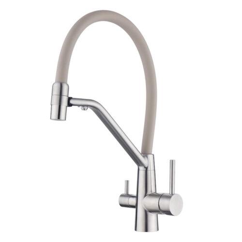 Смеситель для кухни с подключением фильтра воды Fmark FS1462-L12, сатин/бежевый