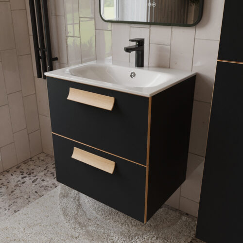 Тумба с раковиной подвесная (60см) Terminus Noto NOT10602099901O, черный soft touch