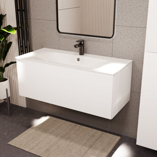 Тумба с раковиной подвесная (100см) Terminus Aurora AUR101001900301O, белый