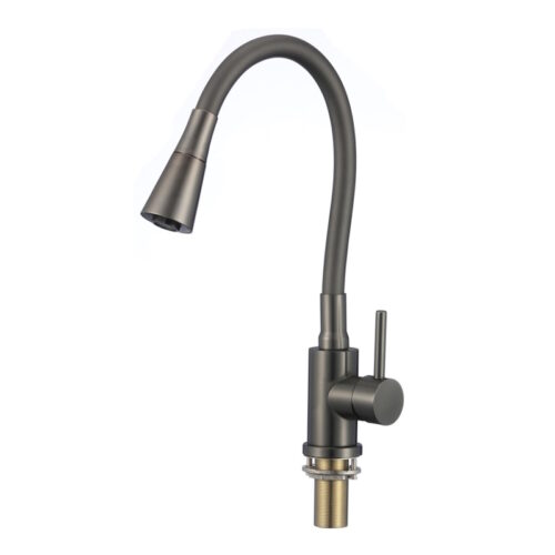 Смеситель для кухни с гибким изливом и режимом душ Savol S-3002QM-06, графит
