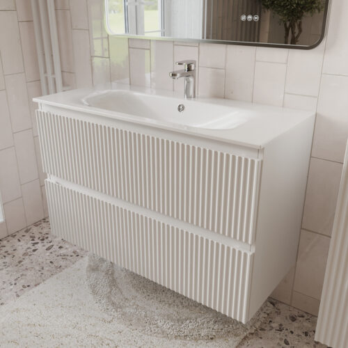 Тумба с раковиной подвесная (100см) Terminus Sicilia SIC101002900301O, белый