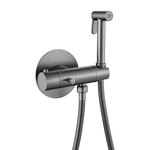 Гигиенический душ с термостатом Rose R915T, оружейная сталь
