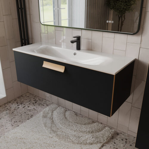 Тумба с раковиной подвесная (120см) Terminus Noto NOT101201099901O, черный soft touch