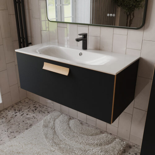 Тумба с раковиной подвесная (100см) Terminus Noto NOT101001099901O, черный soft touch