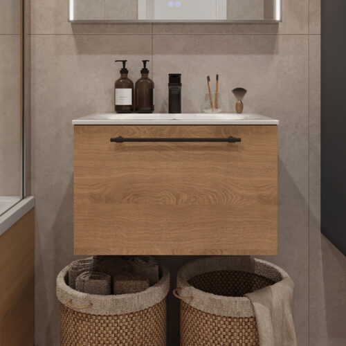 Тумба с раковиной подвесная (60см) Terminus Venta VEN10601300001O, шпон/дуб