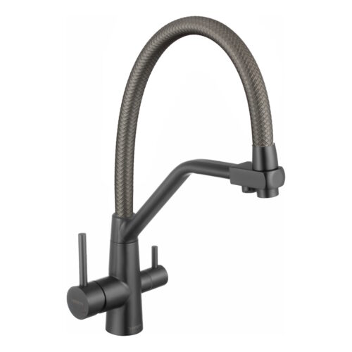 Смеситель для кухни с подключением фильтра воды Fmark FS0662-XQ06, графит/серый