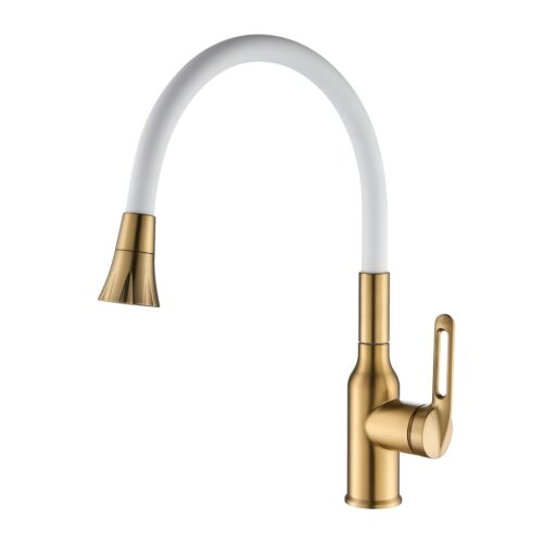 Смеситель для кухни с гибким изливом Raffine F303G-1, золотой сатин