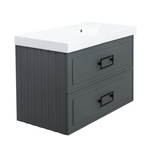 Тумба под раковину подвесная La Fenice Cubo TWIN FNC-01-CUB-G-90-2, серо-зеленая