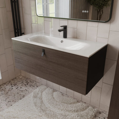 Тумба с раковиной подвесная (100см) Terminus Kontur KON101001200001O, венге/графит